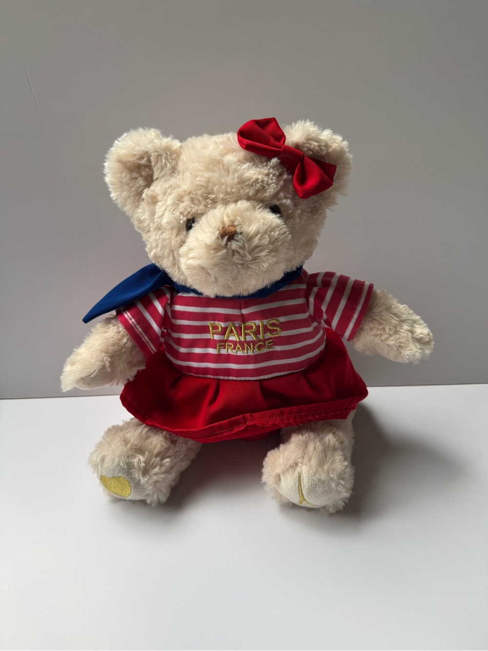 Keel Toys Paris France Sailor Bear Plush Stuffed Animal Red & White Dress